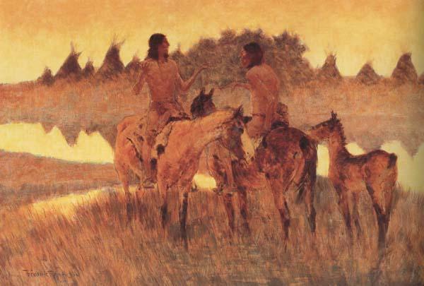 Frederic Remington The Gossiops (mk43) oil painting image